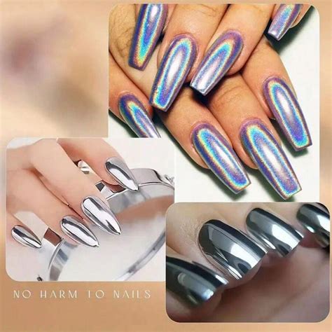 6 Colors Chameleon Mirror Effect Nail Art Powder Set 3d Holographic Rainbow Chrome Dust Nail