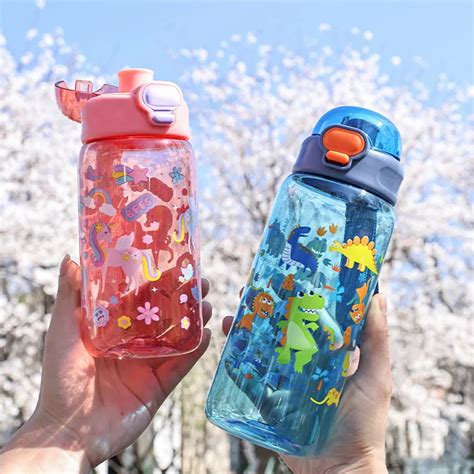 600ML-Dinosaur-Kids-Water-Bottles-Cute-Plastic-Water-Cup-Leakproof ...