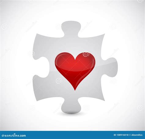 Red Heart Sign Valentines Day Jigsaw Puzzle Pieces Stock Illustration