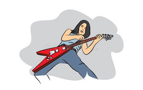 Cartoon Vector Illustration Design Rock Music Guitarist Action Stock