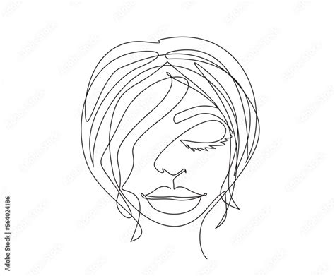 Woman Face Continuous Line Drawing Abstract Minimal Woman Portrait