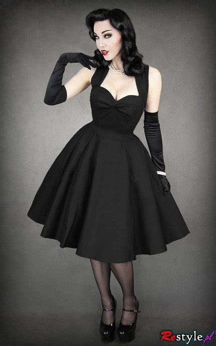 Pin Up 50 Black Dress Heart Neckline Elegant Retro Style