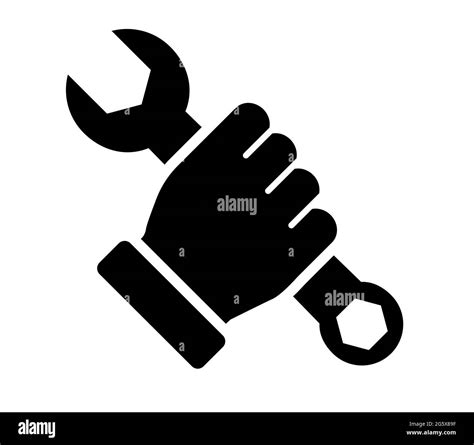 Hand With Wrench Symbol For Maintenance And Repair Service Vector Icon