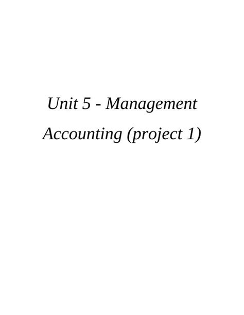 Unit Management Accounting Project