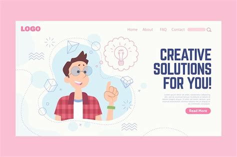 Premium Vector Organic Flat Creative Solutions Landing Page Template