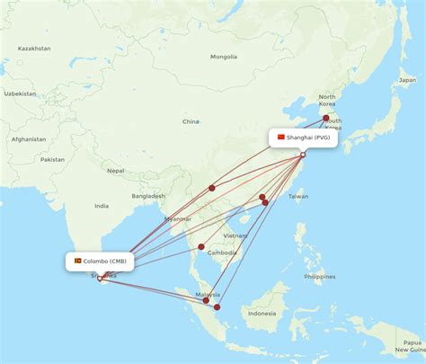 All Flight Routes From Colombo To Shanghai Cmb To Pvg Flight Routes