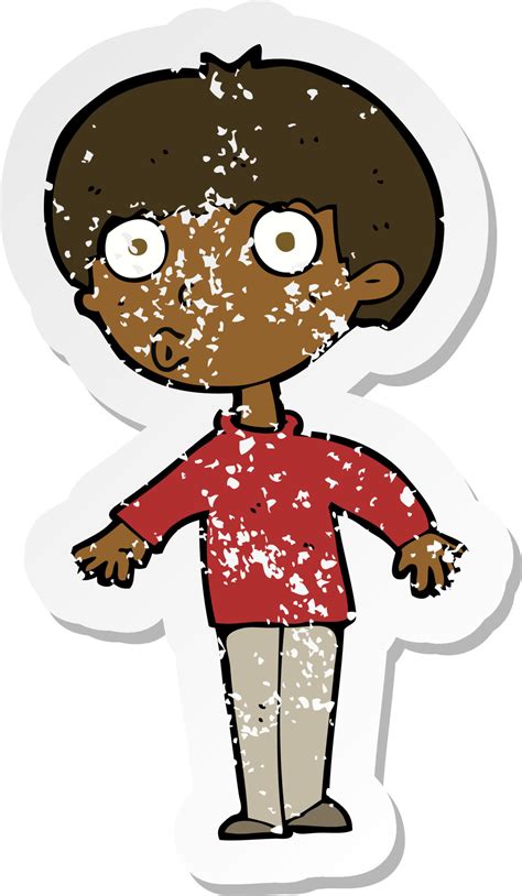 Retro Distressed Sticker Of A Cartoon Surprised Boy 8776357 Vector Art