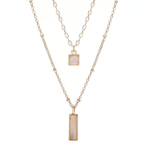 Lc Lauren Conrad Geometric Pendant Double Strand Necklace