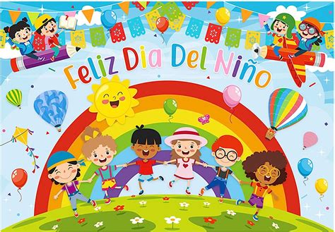 Allenjoy Telón de fondo colorido de Feliz Dia Del Niño de 72 x 48