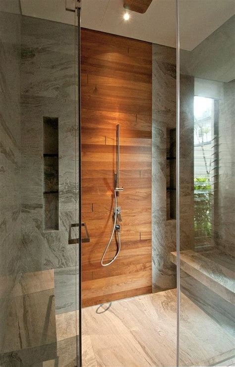 Traumbad Mit Duschkabine Mit Grauen Fliesen Wood Tile Shower Subway