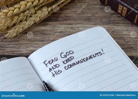 Fear God And Keep His Commandments Handwritten Quote In Notebook With