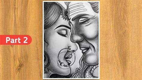 How To Draw Shiv Parvati Pencil Sketch Simple Drawing Mahadev And