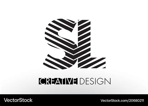 Sl S L Lines Letter Design With Creative Elegant Vector Image