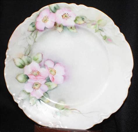 Antique Haviland Limoges Hand Painted Pink Flowers Salad Plate