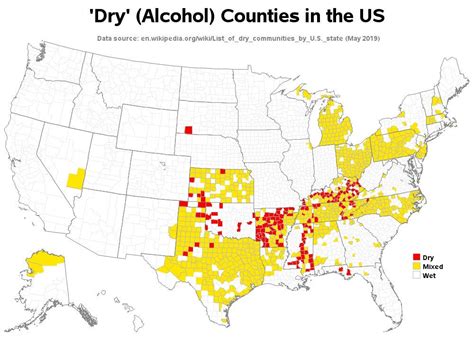 New Map Of Dry Alcohol Counties In The Us [oc][interactive] Mapporn