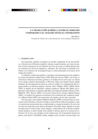 La traducción jurídica entre el derecho comparado y el análisis textual