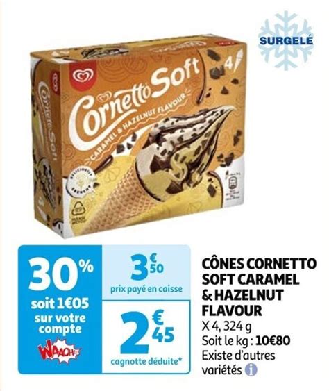 Promo CÔnes Cornetto Soft Caramel Andhazelnut Flavour Chez Auchan