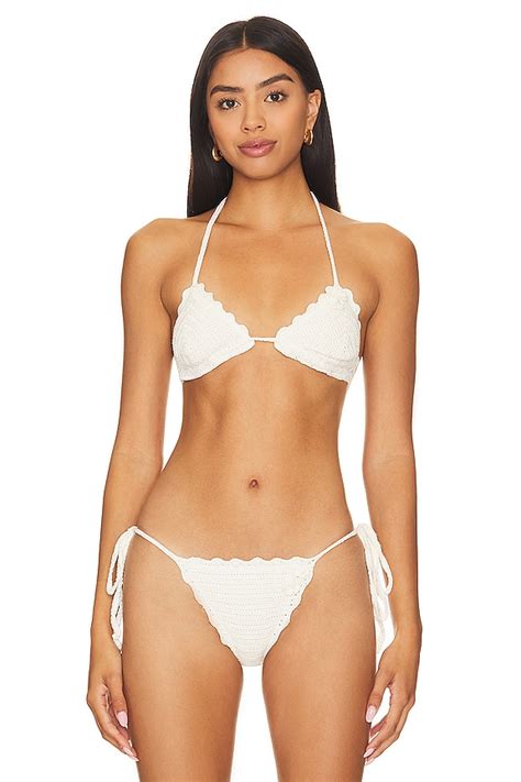 Frankies Bikinis Chloe Crochet Bikini Top In White Revolve