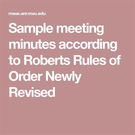 Sample Meeting Minutes According To Roberts Rules Of Order Newly