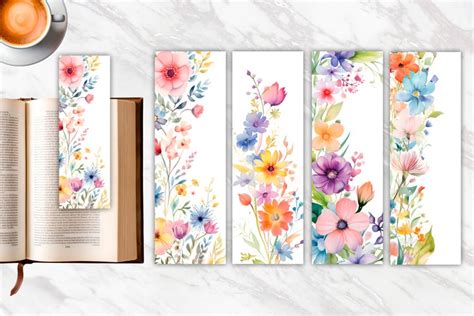 Watercolor Flower Border Bookmark | Bookmark Sublimation