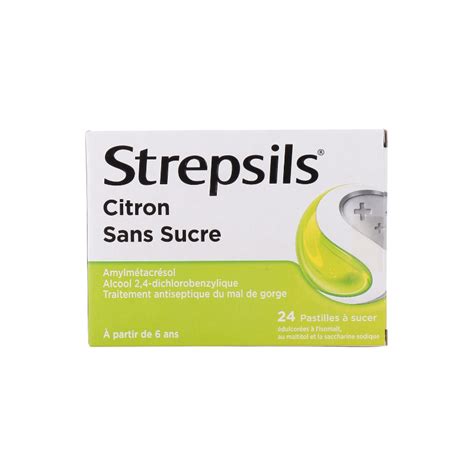 Pastilles Mal De Gorge Sans Sucre Citron Strepsils Pastilles A