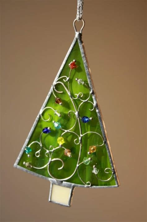 Stained Glass Christmas Tree Ornaments Etsy