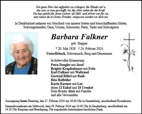 Anzeige für Barbara Falkner