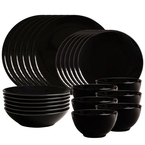 Set Farfurii 24 Piese Pentru 6 Persoane Abyss Cesiro Negru Lucios