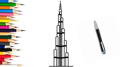 How To Draw Burj Khalifa Easy Beginner Drawing Youtube