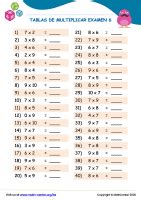 Tablas De Multiplicar Examen 2 Pruebas Math Center