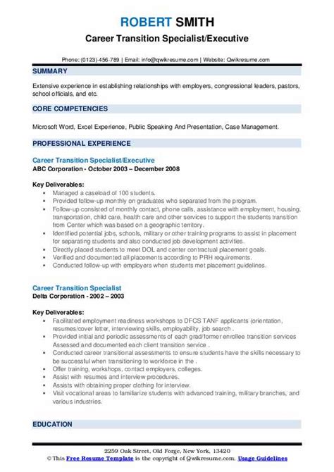 Career Transition Specialist Resume Samples Qwikresume