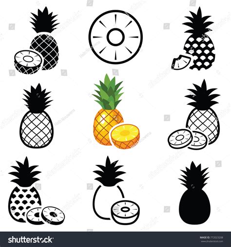 Pineapple Fruit Icon Collection Vector Outline Stock Vector Royalty Free 772023208 Shutterstock