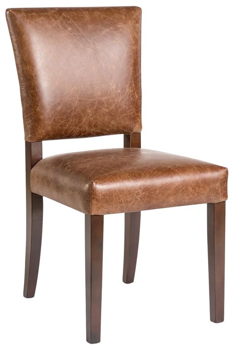 Dining Chair Richmond Pair Brown Top Grain Leather Dark Walnut Birch Wood Furniture Birchwood