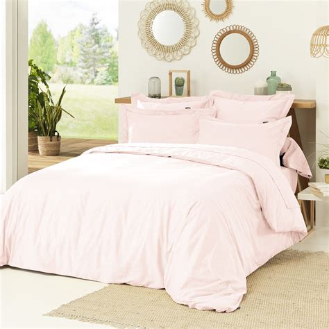 Taie de traversin percale de coton L185 cm Cali Rose poudré Linge