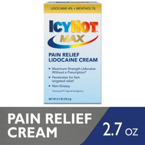 Icy Hot Max Strength Pain Relief Lidocaine Cream 2 7 Oz Pick N Save