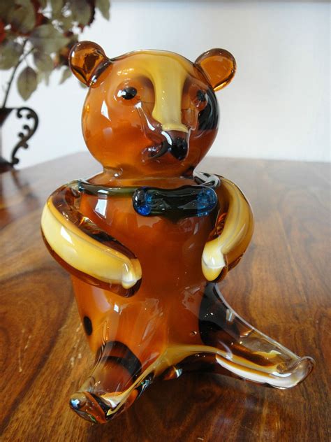 Skulptur Bär Kristall Glas Kunst Teddy Balu Statue Figur Luxus Stil