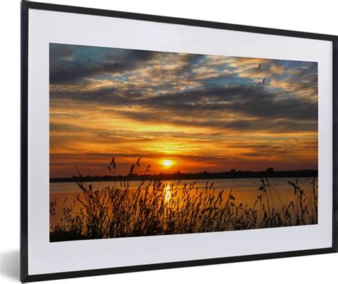 Fotolijst Incl Poster Zonsondergang Zee Horizon Lucht