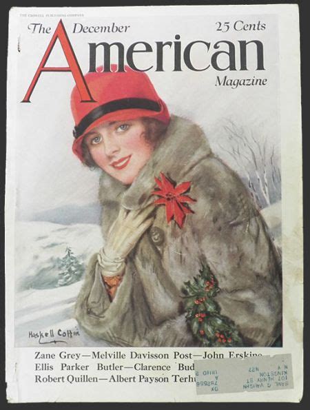 1926 American Magazine Cover Winter Woman Haskell Coffin Vintage