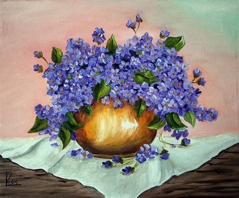 Violets Oil On Canvas 30x40 Pinturas Acuarela Flores