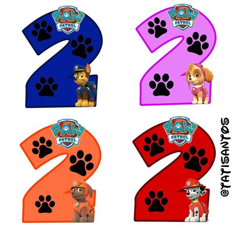 Números personalizados Patrulha canina 2 Paw patrol birthday Skye