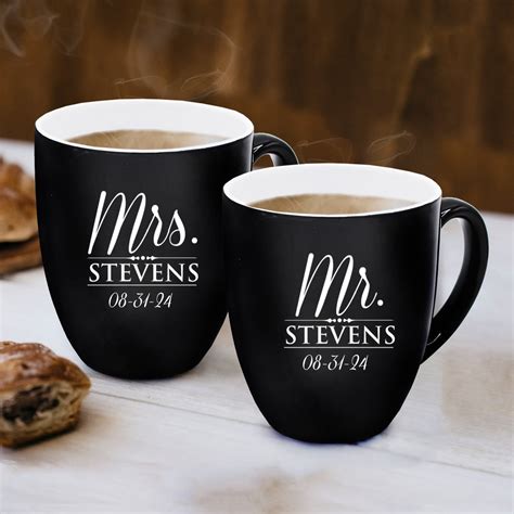 Personalized Mr And Mrs Coffee Mugs Set Of 2 Custom Mr Mrs Coffee Set Customized Mr And Mrs