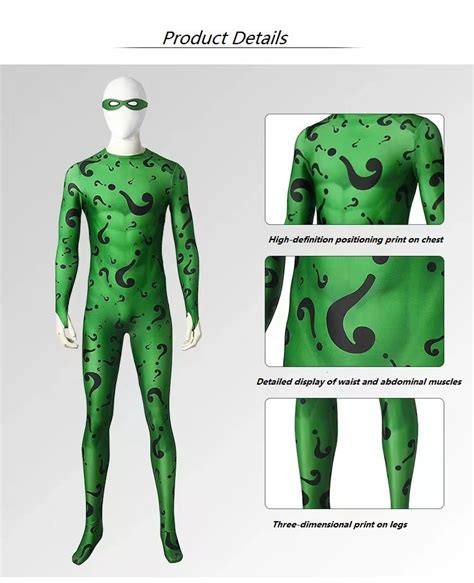 Batman Forever The Riddler Jim Carrey Version Bodysuit Cosplay Costume ...