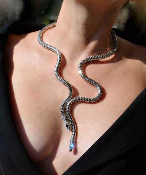 Long Gold Snake Necklace Bendable Serpent Necklace Flexible Reptile