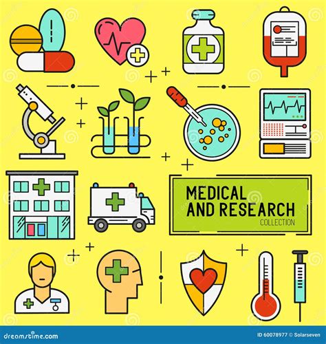 Medical And Research Icon Set Stock Vector Illustration Of