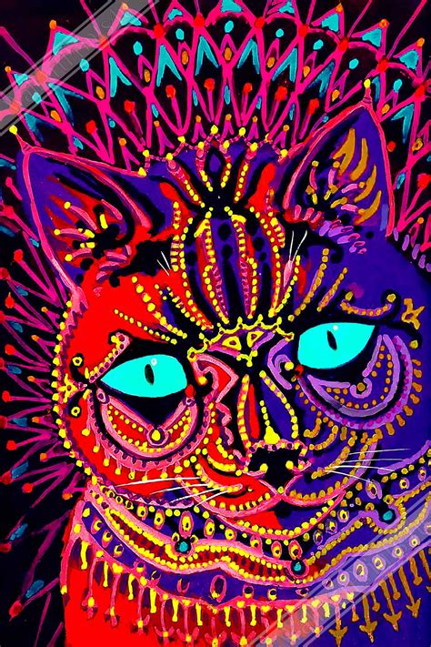 Louis Wain Poster Kaleidoscopic Psychedelic Cat Louis Wain Etsy