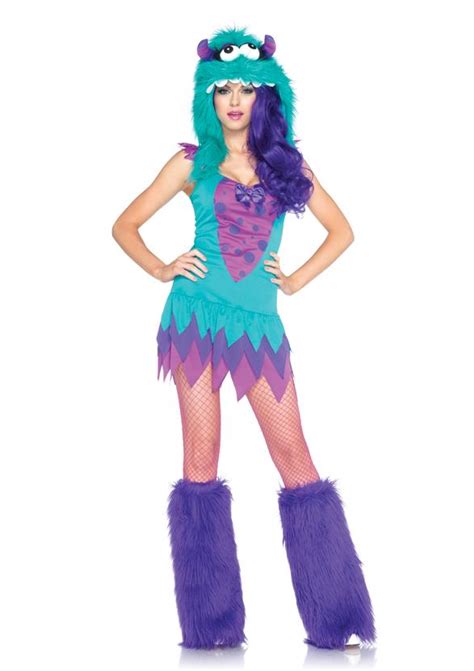 Sexy Furry Fuzzy Frankie Blue Monster Dress And Hoodie Womens Halloween Costume Ebay