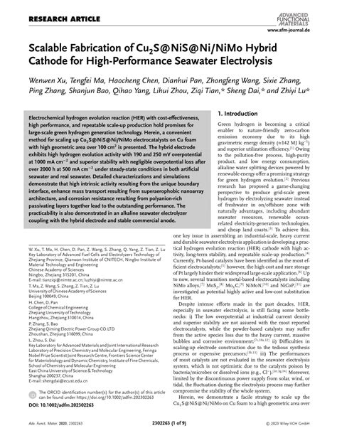 Scalable Fabrication Of Cu S Nis Ni Nimo Hybrid Cathode For High