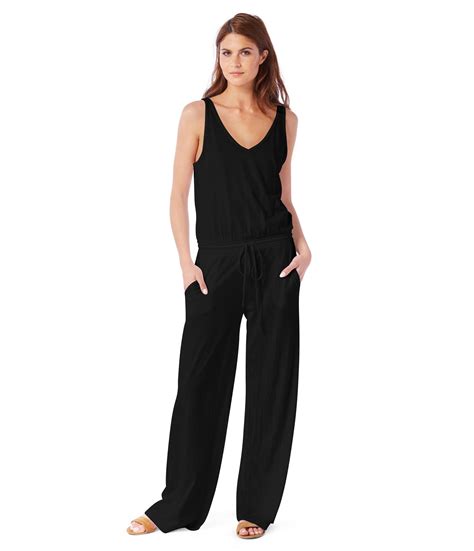 Michael Stars Sleeveless Double V Neck Jumpsuit In Black Lyst