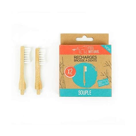 Lot de 2 recharges brosse à dents en bambou Feel Natural Souple