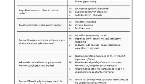 Zemsta Absaloma Wybierz Prawid Ow Odpowied Biblia Dla Dzieci